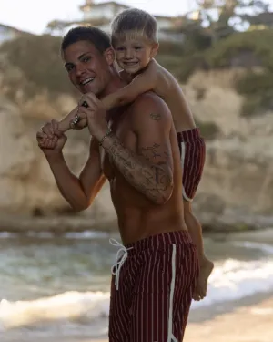 18" Makoa Boardshorts - Maroon Striped