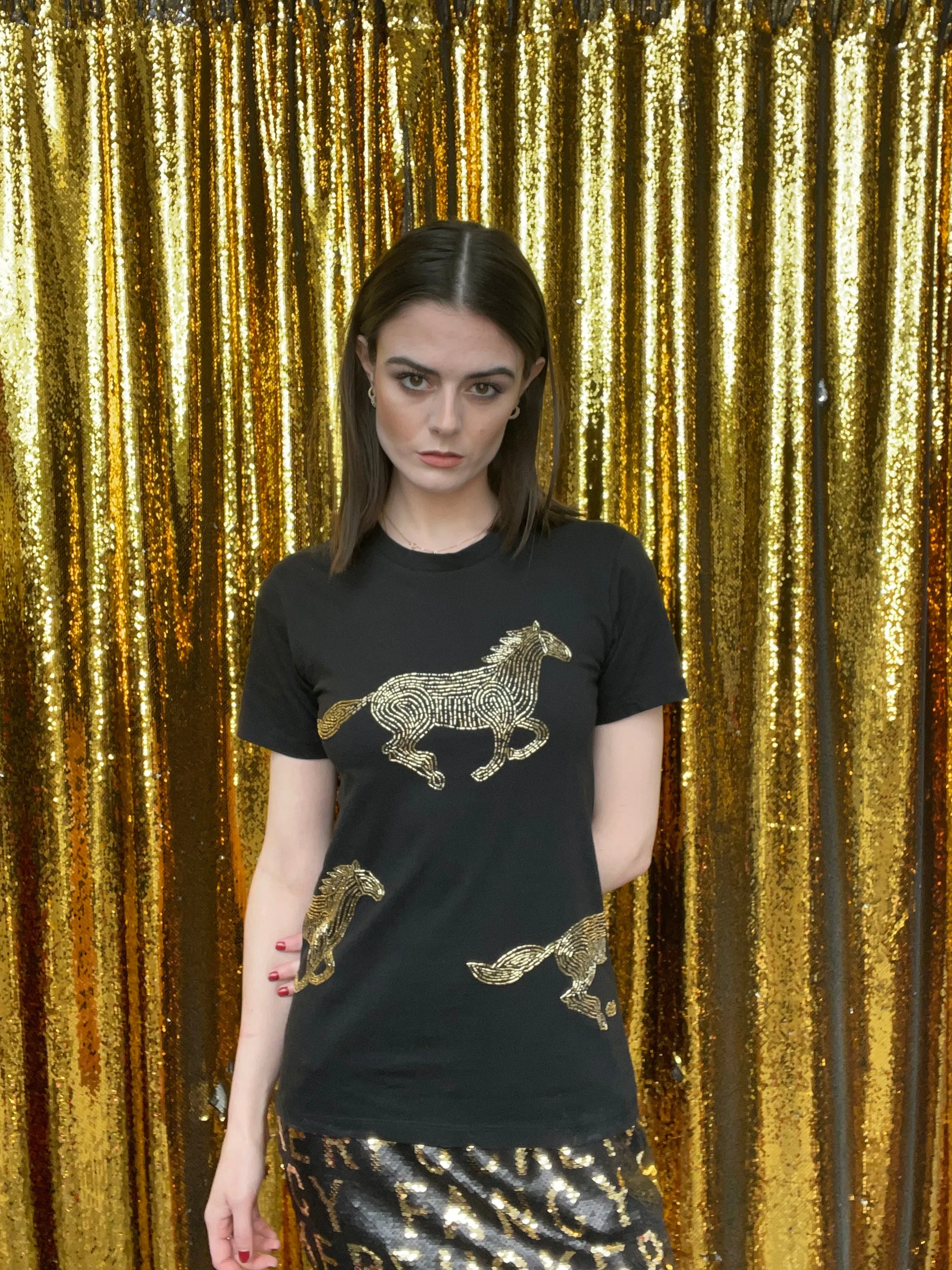 Any Old Iron Black Horsey Horsey T-Shirt