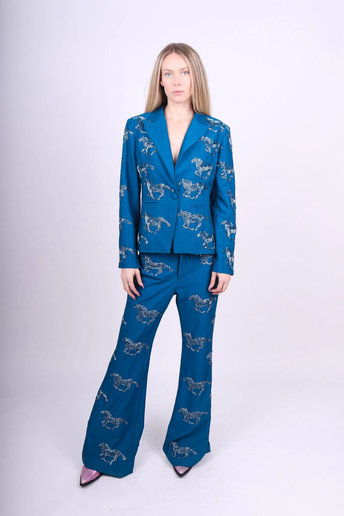 Any Old Iron Teal Horsey Horsey Suit