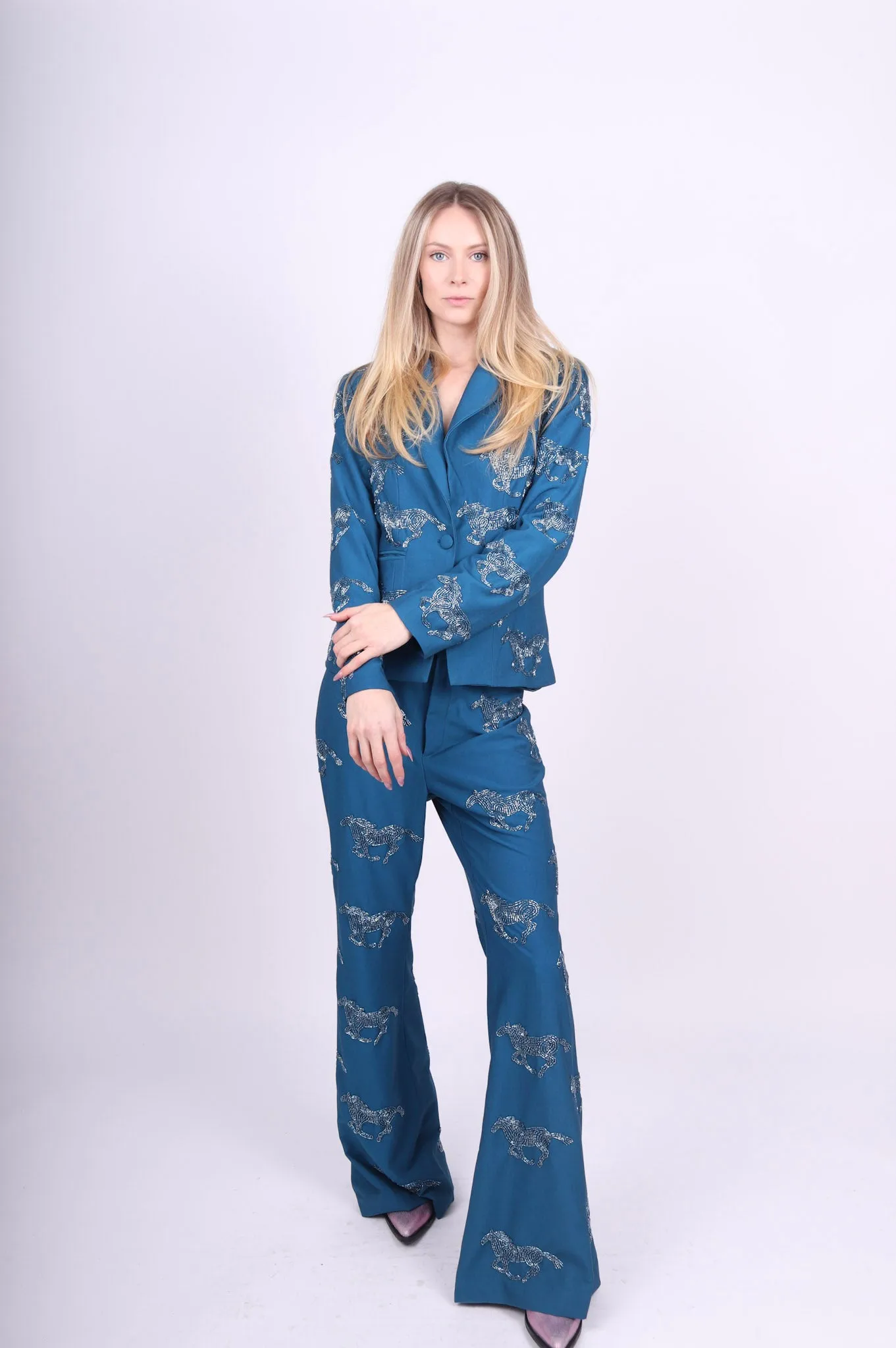Any Old Iron Teal Horsey Horsey Suit