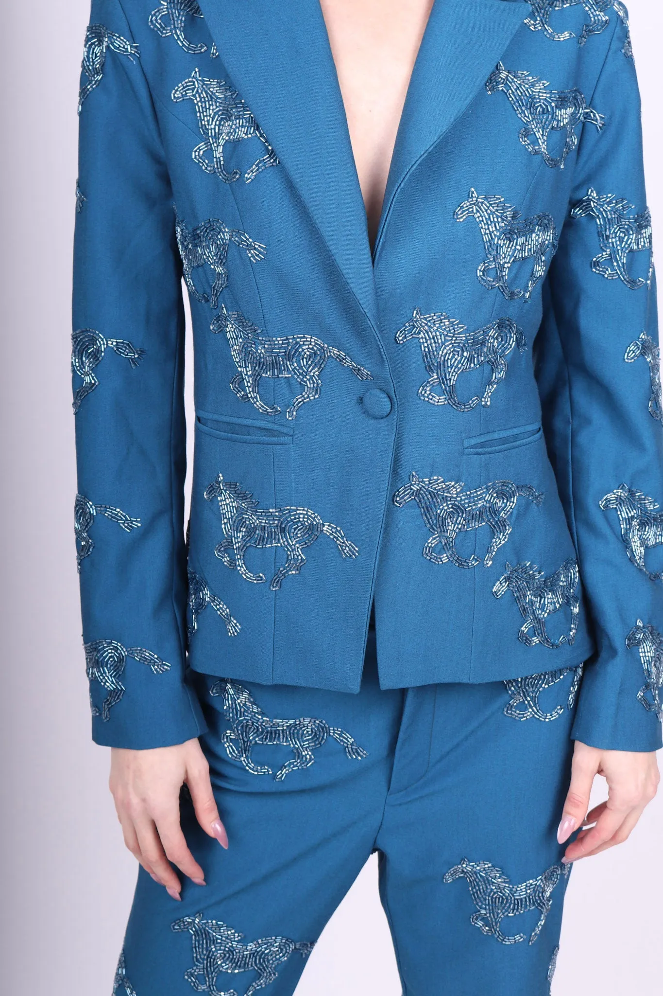 Any Old Iron Teal Horsey Horsey Suit