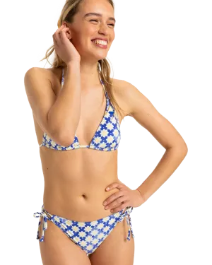 Artsy Tile Tie Side Cheeky Bikini Bottoms in Dazzling Blue Tile
