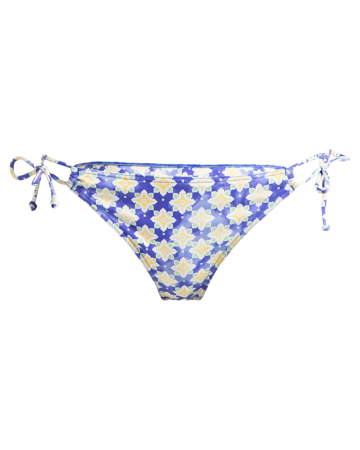 Artsy Tile Tie Side Cheeky Bikini Bottoms in Dazzling Blue Tile