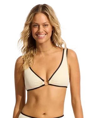 Beach Bound Ring Front Bikini Top in Ecru
