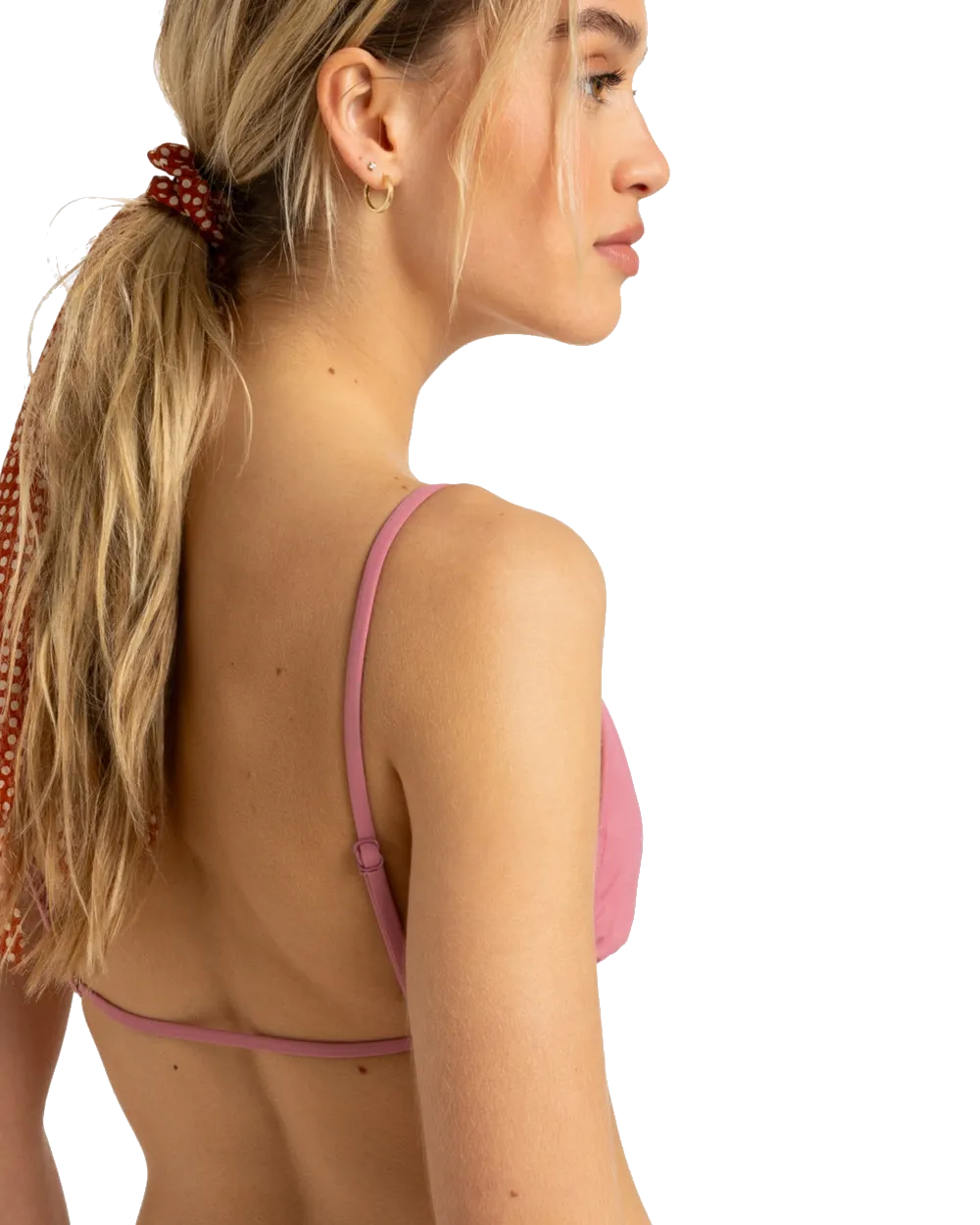 Beach Classics Strappy Tri Bikini Top in Heather Rose