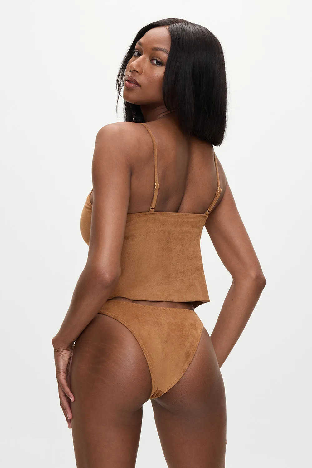 Bella Hadid x Frankies Lucy Suede Tankini Bikini Top