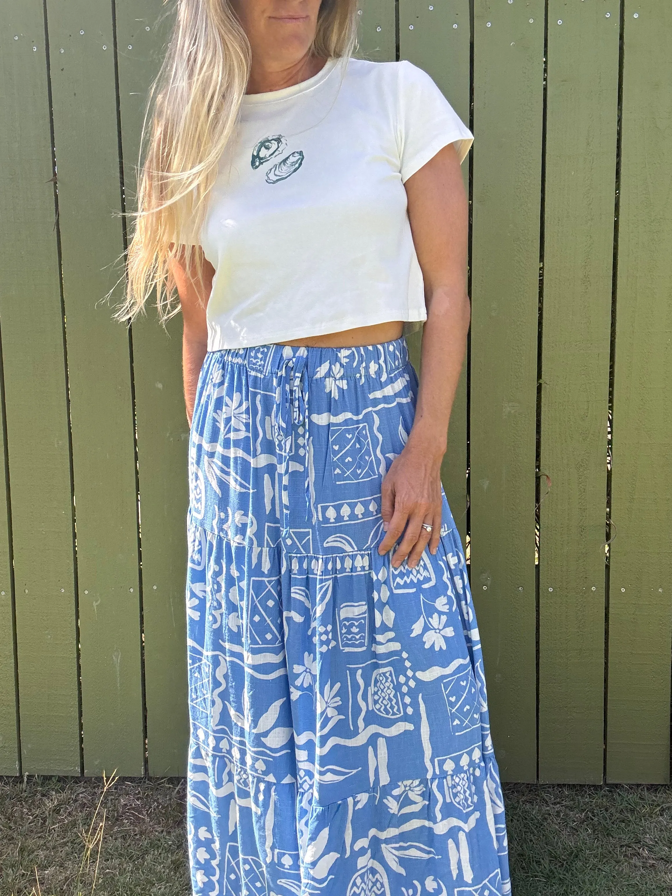 Boho in Blue Midi Skirt