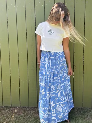 Boho in Blue Midi Skirt