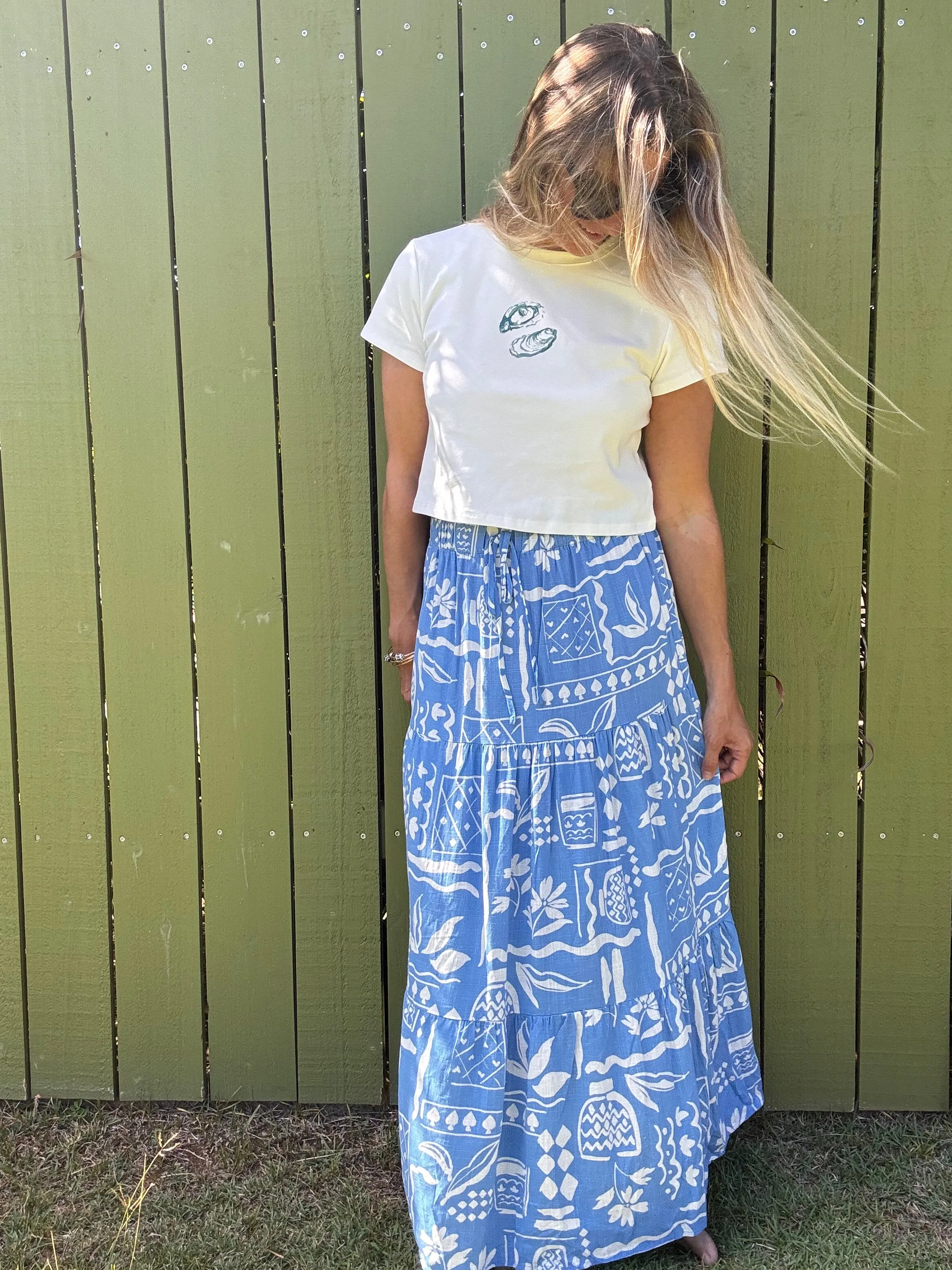 Boho in Blue Midi Skirt