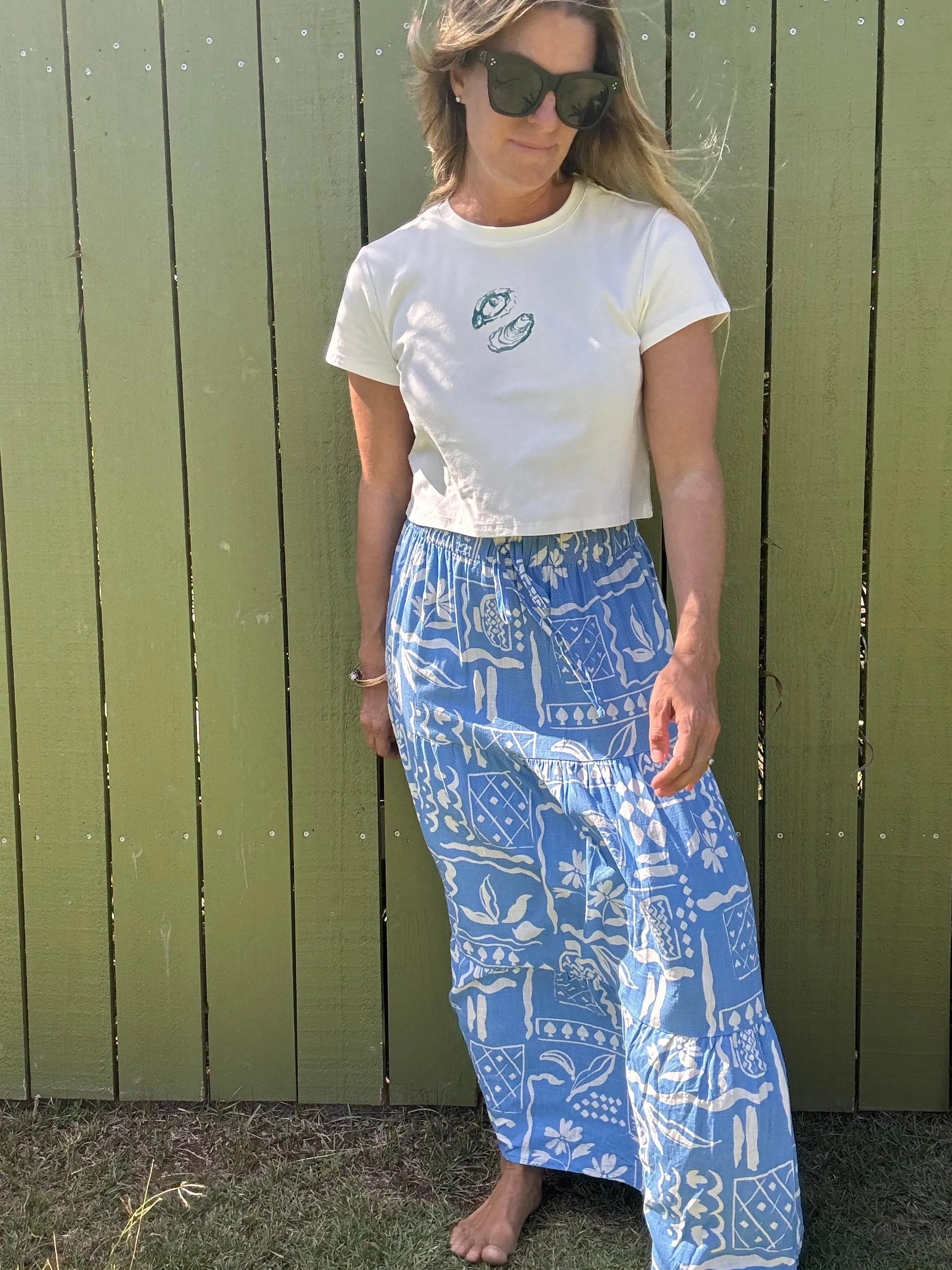 Boho in Blue Midi Skirt