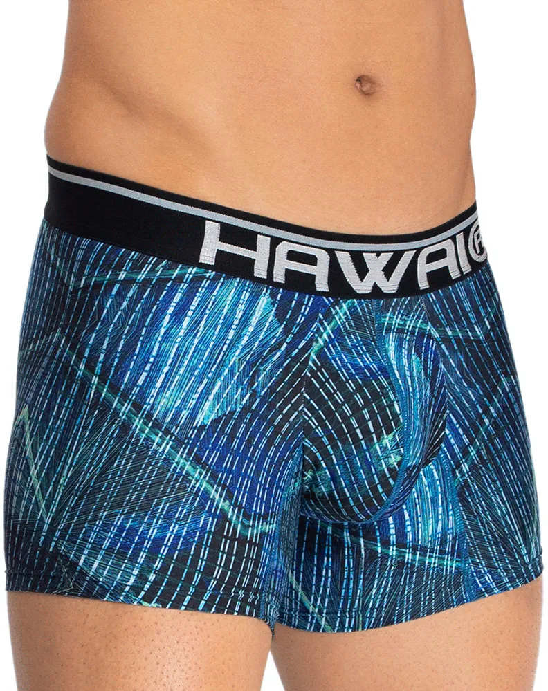 Clothing_Hawai_Mens Underwear Hawai 42173 Printed Microfiber Trunks Royal Blue