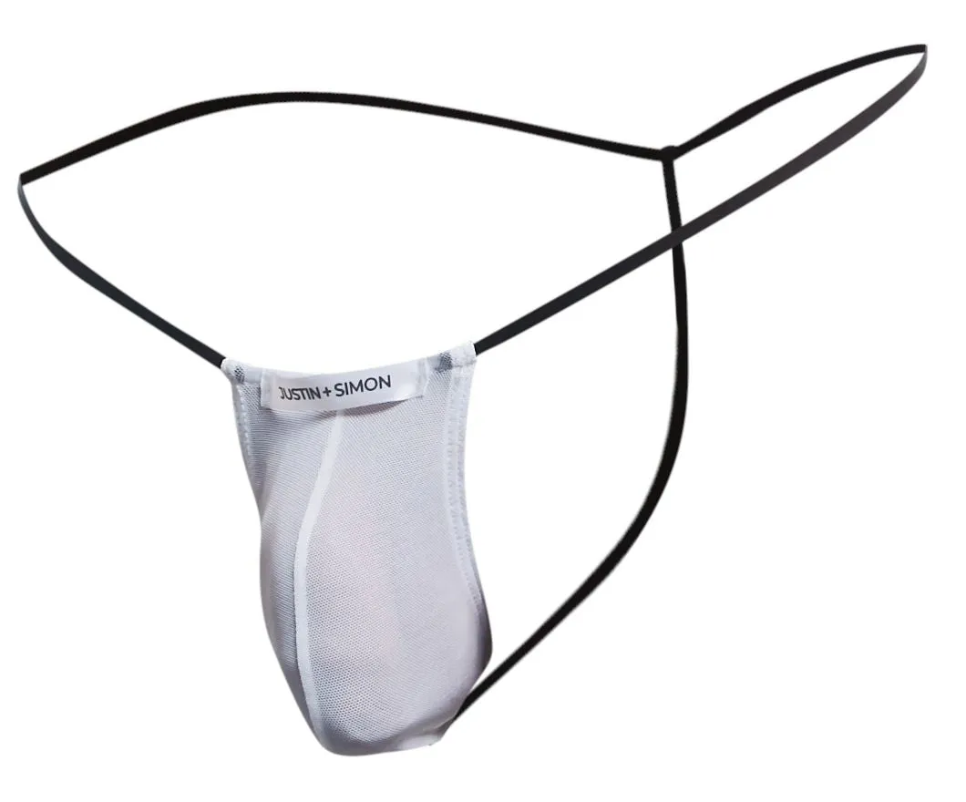 Clothing_Justin   Simon_Mens Underwear JUSTIN SIMON XSJ02 Classic G-String Color White Mesh