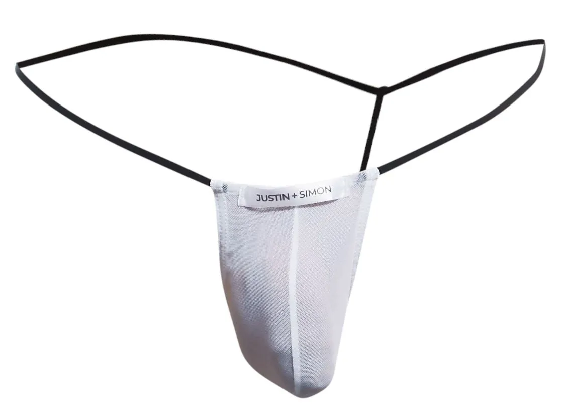 Clothing_Justin   Simon_Mens Underwear JUSTIN SIMON XSJ02 Classic G-String Color White Mesh