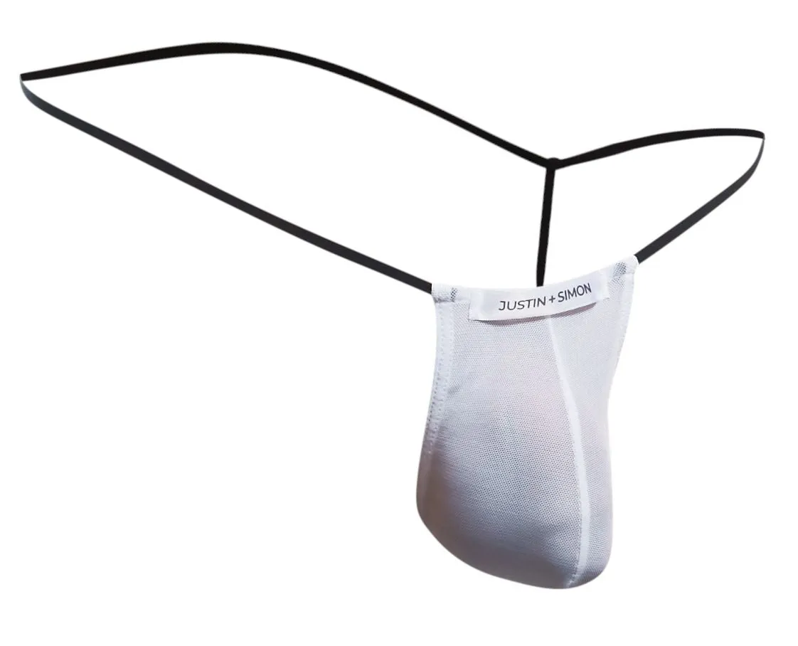 Clothing_Justin   Simon_Mens Underwear JUSTIN SIMON XSJ02 Classic G-String Color White Mesh