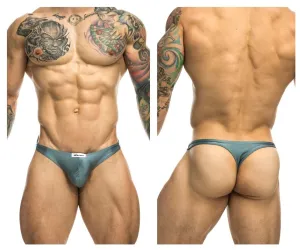 Clothing_Justin   Simon_Mens Underwear JUSTIN SIMON XSJ03 Classic Thongs Color Metal Green