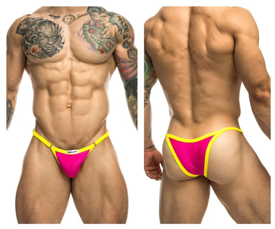 Clothing_Justin   Simon_Mens Underwear JUSTIN SIMON XSJ12 Bikini One Color Hot Pink
