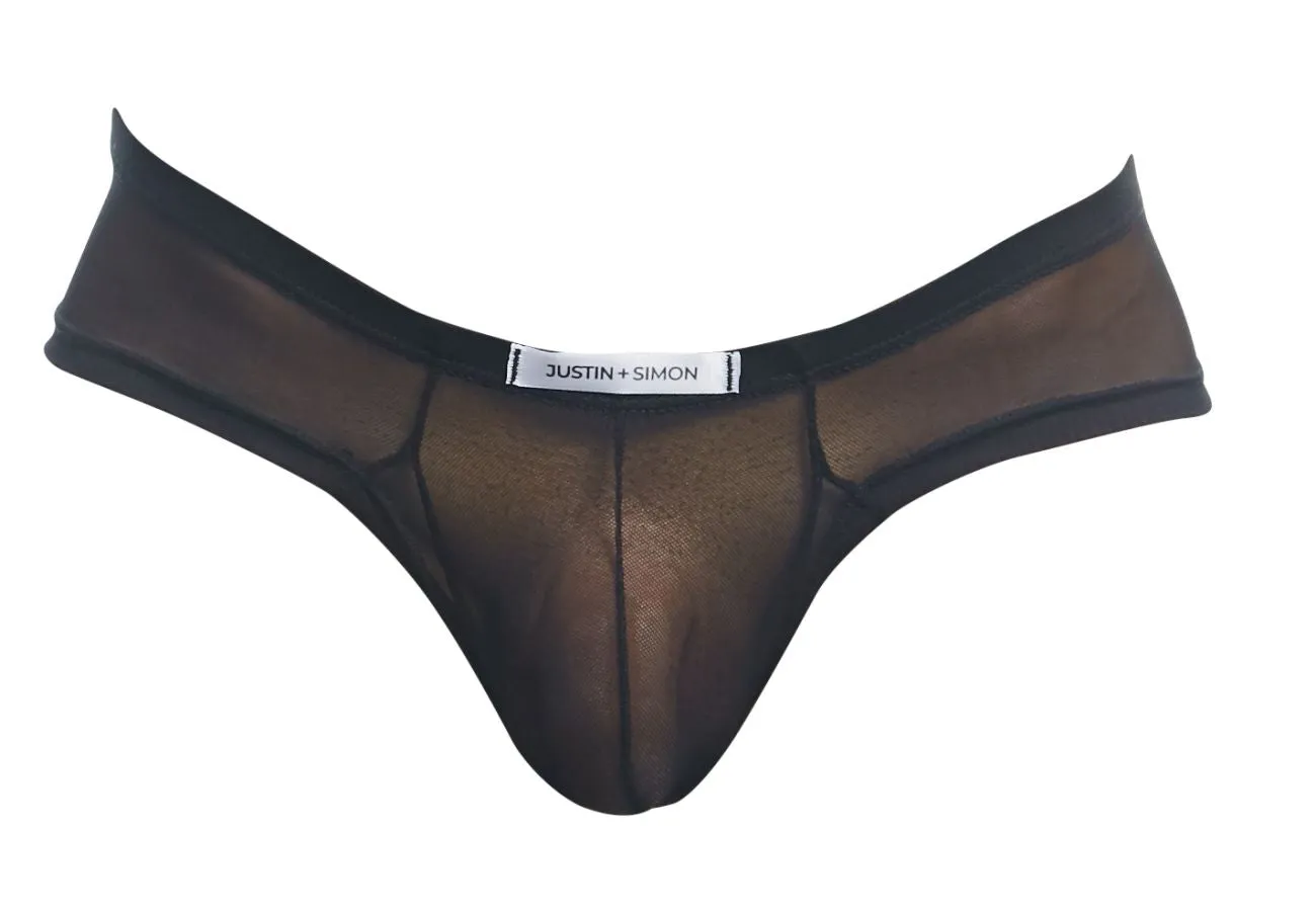 Clothing_Justin   Simon_Mens Underwear JUSTIN SIMON XSJ22 Cheek Briefs Color Black Mesh