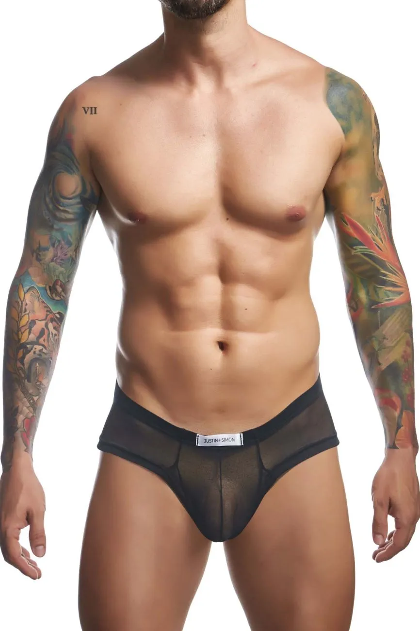 Clothing_Justin   Simon_Mens Underwear JUSTIN SIMON XSJ22 Cheek Briefs Color Black Mesh