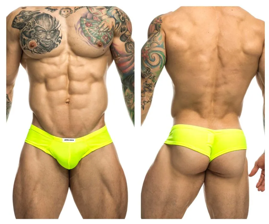 Clothing_Justin   Simon_Mens Underwear JUSTIN SIMON XSJ22 Cheek Briefs Color Neon Green