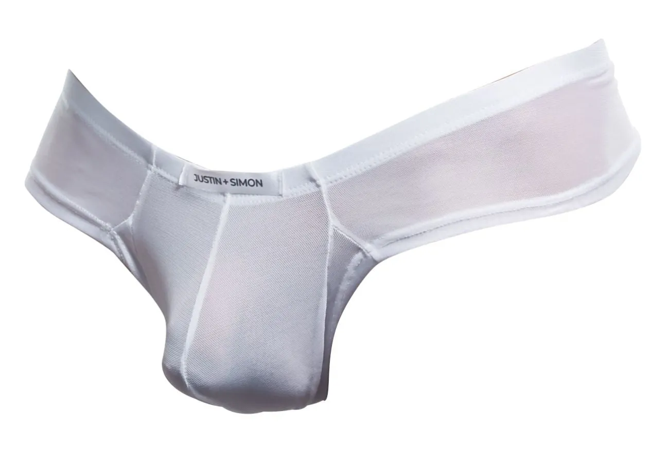 Clothing_Justin   Simon_Mens Underwear JUSTIN SIMON XSJ22 Cheek Briefs Color White Mesh