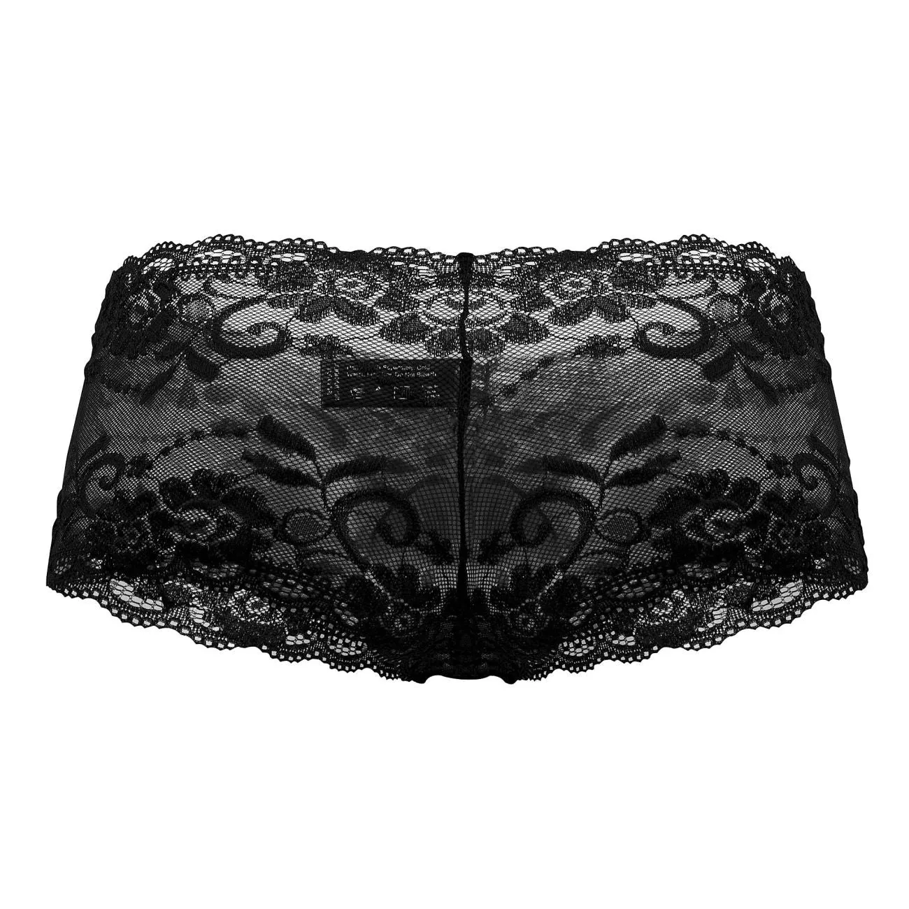 Clothing_Male Power_Mens Underwear Male Power 127-280 Sassy Lace Mini Short Sheer Pouch Color Black