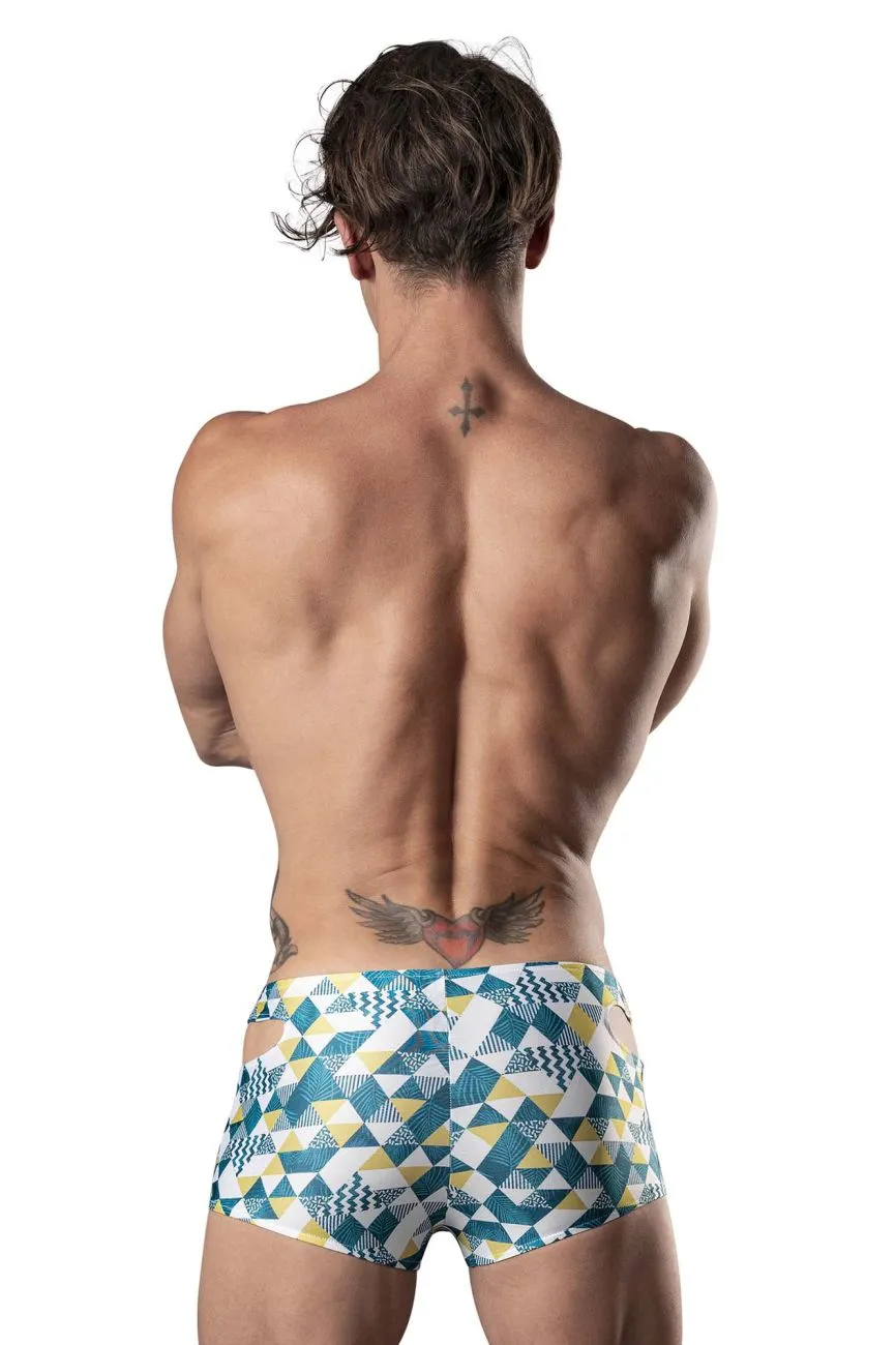 Clothing_Male Power_Mens Underwear Male Power 141-292 Cut It Out Cut Out Mini Short Color Blue-Green-White