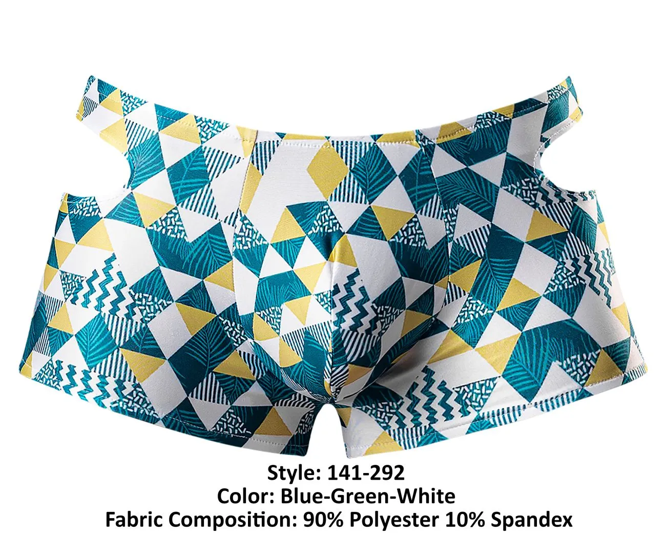 Clothing_Male Power_Mens Underwear Male Power 141-292 Cut It Out Cut Out Mini Short Color Blue-Green-White