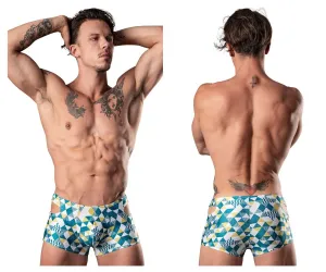 Clothing_Male Power_Mens Underwear Male Power 141-292 Cut It Out Cut Out Mini Short Color Blue-Green-White