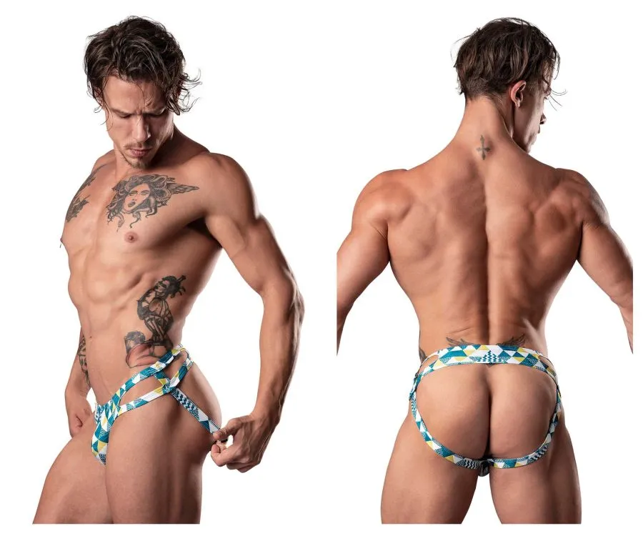 Clothing_Male Power_Mens Underwear Male Power 302-292 Cut It Out Cut Out Moonshine Color Blue-Green-White