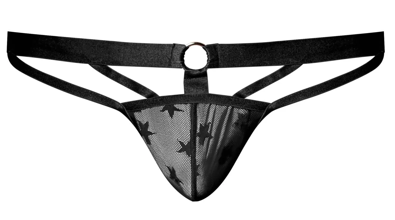 Clothing_Male Power_Mens Underwear Male Power 386-291 Love Star Jock with Ring Color Black