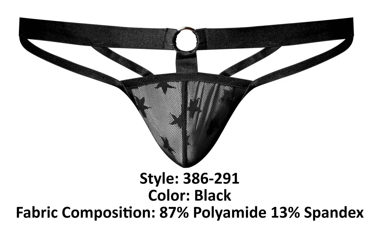 Clothing_Male Power_Mens Underwear Male Power 386-291 Love Star Jock with Ring Color Black