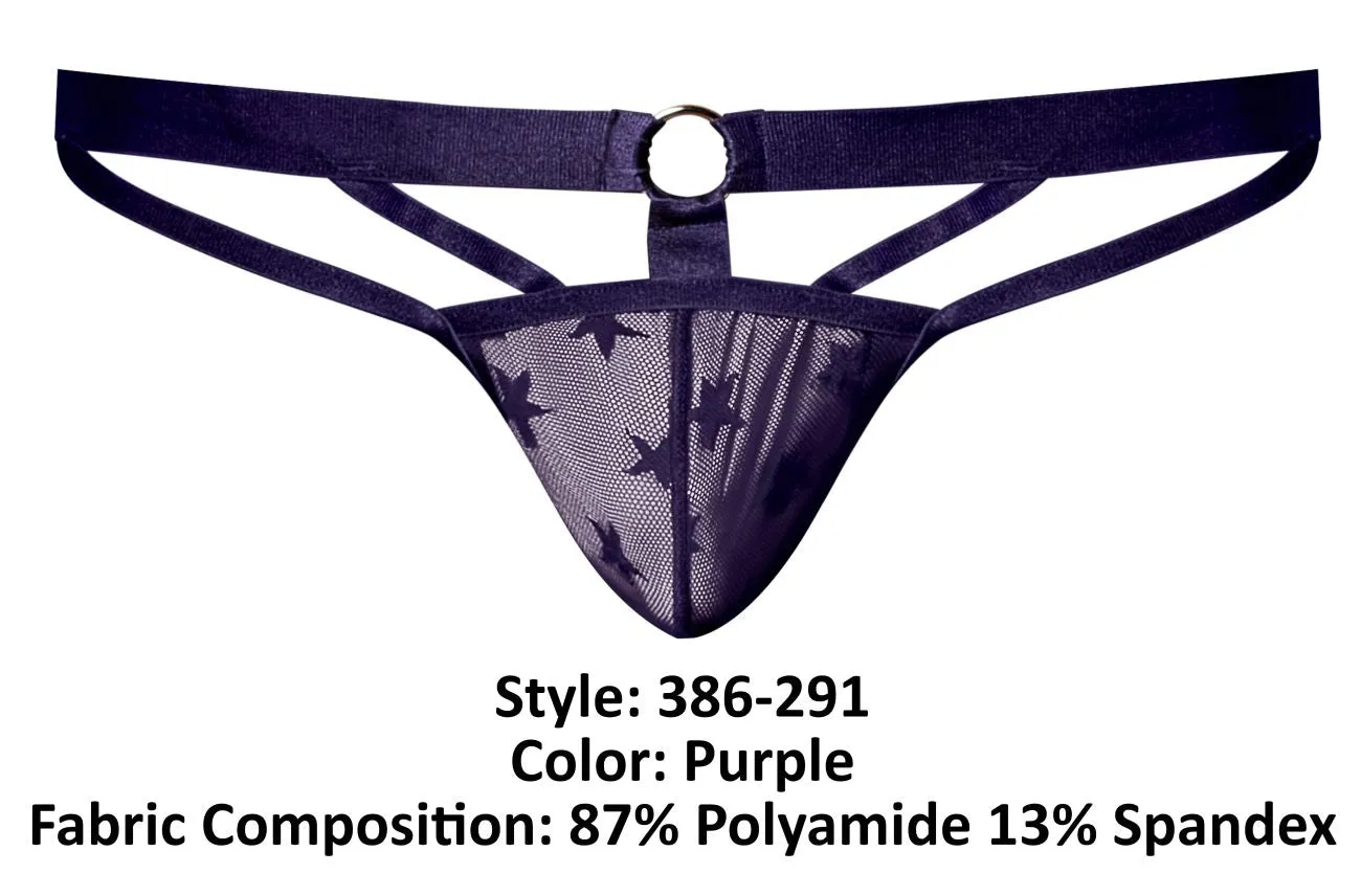 Clothing_Male Power_Mens Underwear Male Power 386-291 Love Star Jock with Ring Color Purple