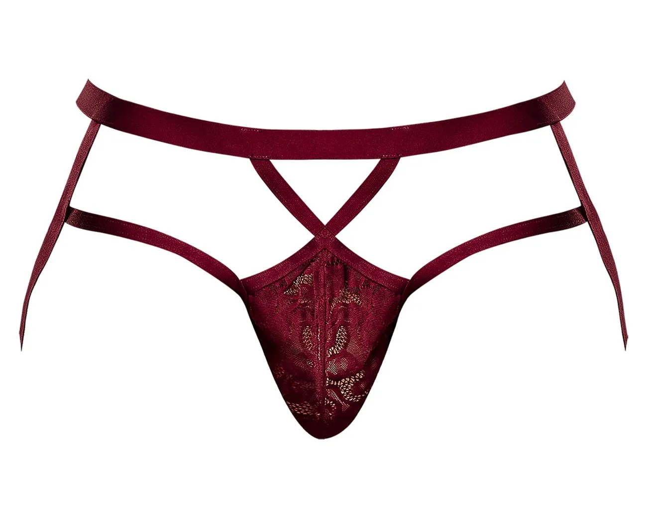 Clothing_Male Power_Mens Underwear Male Power 394-289 Lucifer Strappy Jock Color Burgundy