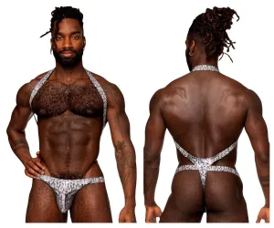 Clothing_Male Power_Mens Underwear Male Power 404-282 S-naked Shoulder Sling Harness Thong Color Silver-Black