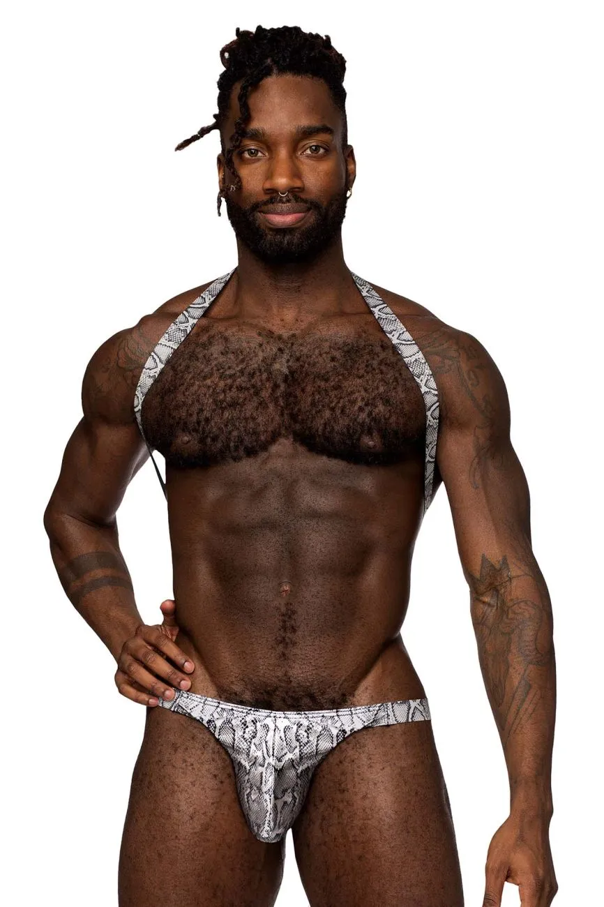 Clothing_Male Power_Mens Underwear Male Power 404-282 S-naked Shoulder Sling Harness Thong Color Silver-Black