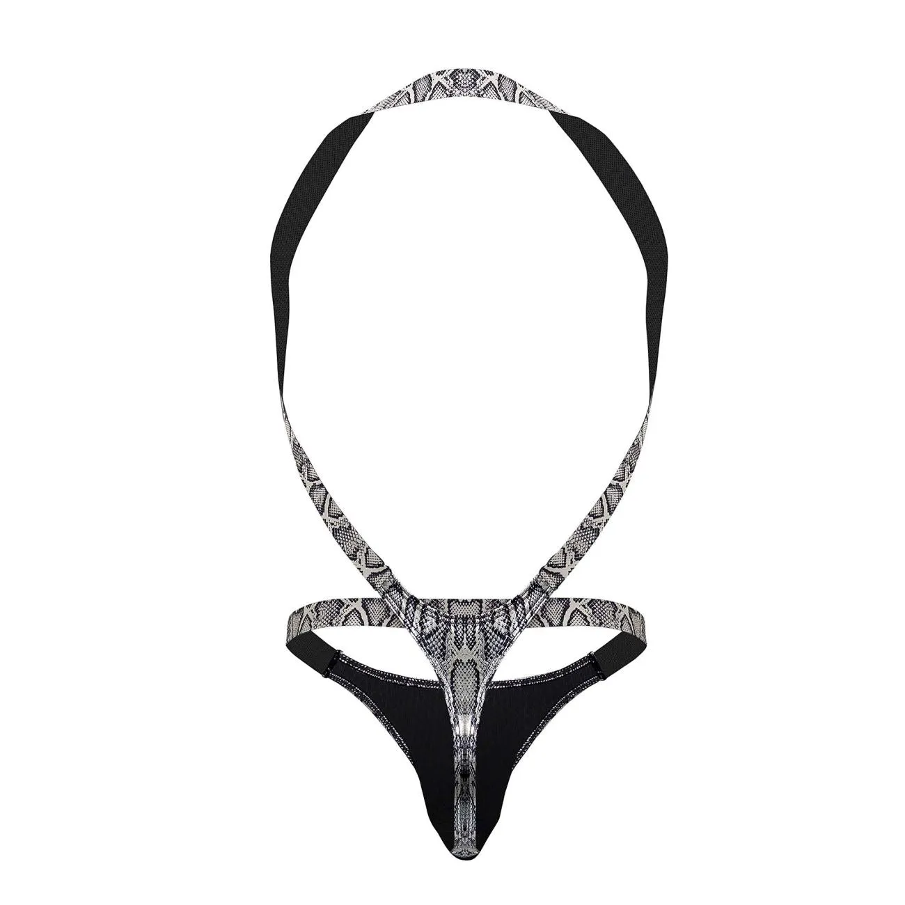 Clothing_Male Power_Mens Underwear Male Power 404-282 S-naked Shoulder Sling Harness Thong Color Silver-Black