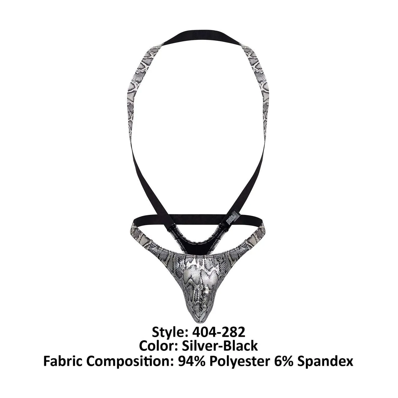 Clothing_Male Power_Mens Underwear Male Power 404-282 S-naked Shoulder Sling Harness Thong Color Silver-Black