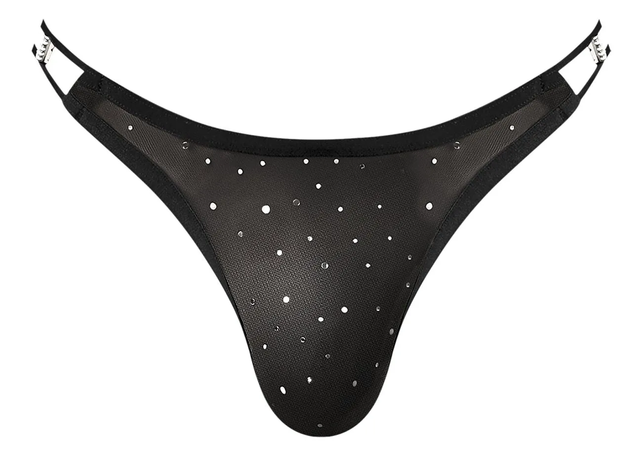 Clothing_Male Power_Mens Underwear Male Power 407-288 Show Stopper Thong Color Silver Mesh Dot