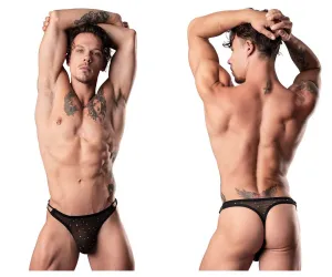 Clothing_Male Power_Mens Underwear Male Power 407-288 Show Stopper Thong Color Silver Mesh Dot