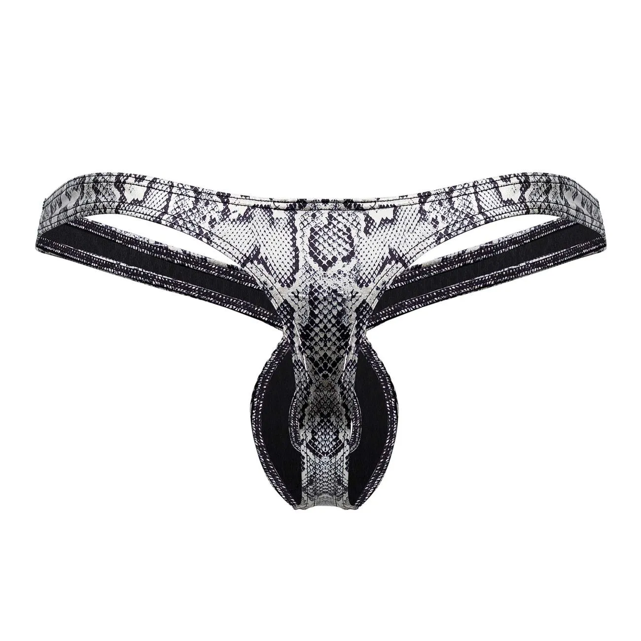 Clothing_Male Power_Mens Underwear Male Power 409-282 S-naked Criss Cross Thong Color Silver-Black