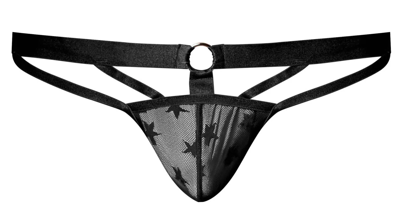 Clothing_Male Power_Mens Underwear Male Power 416-291 Love Star Thong with Ring Color Black