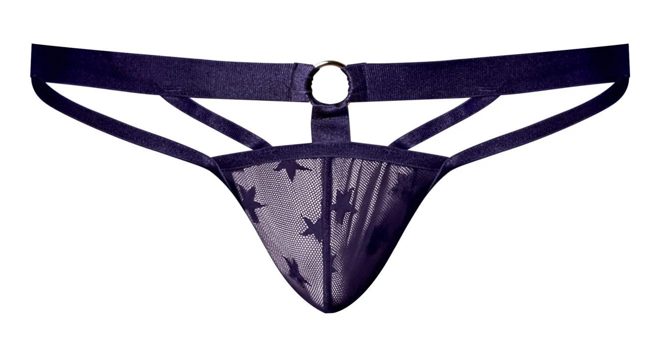 Clothing_Male Power_Mens Underwear Male Power 416-291 Love Star Thong with Ring Color Purple