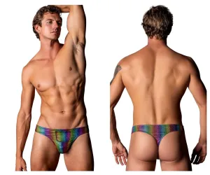 Clothing_Male Power_Mens Underwear Male Power 421-297 Pack N Play Thong with Front Condom Pouch Color Rainbow