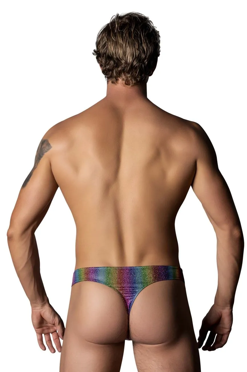 Clothing_Male Power_Mens Underwear Male Power 421-297 Pack N Play Thong with Front Condom Pouch Color Rainbow
