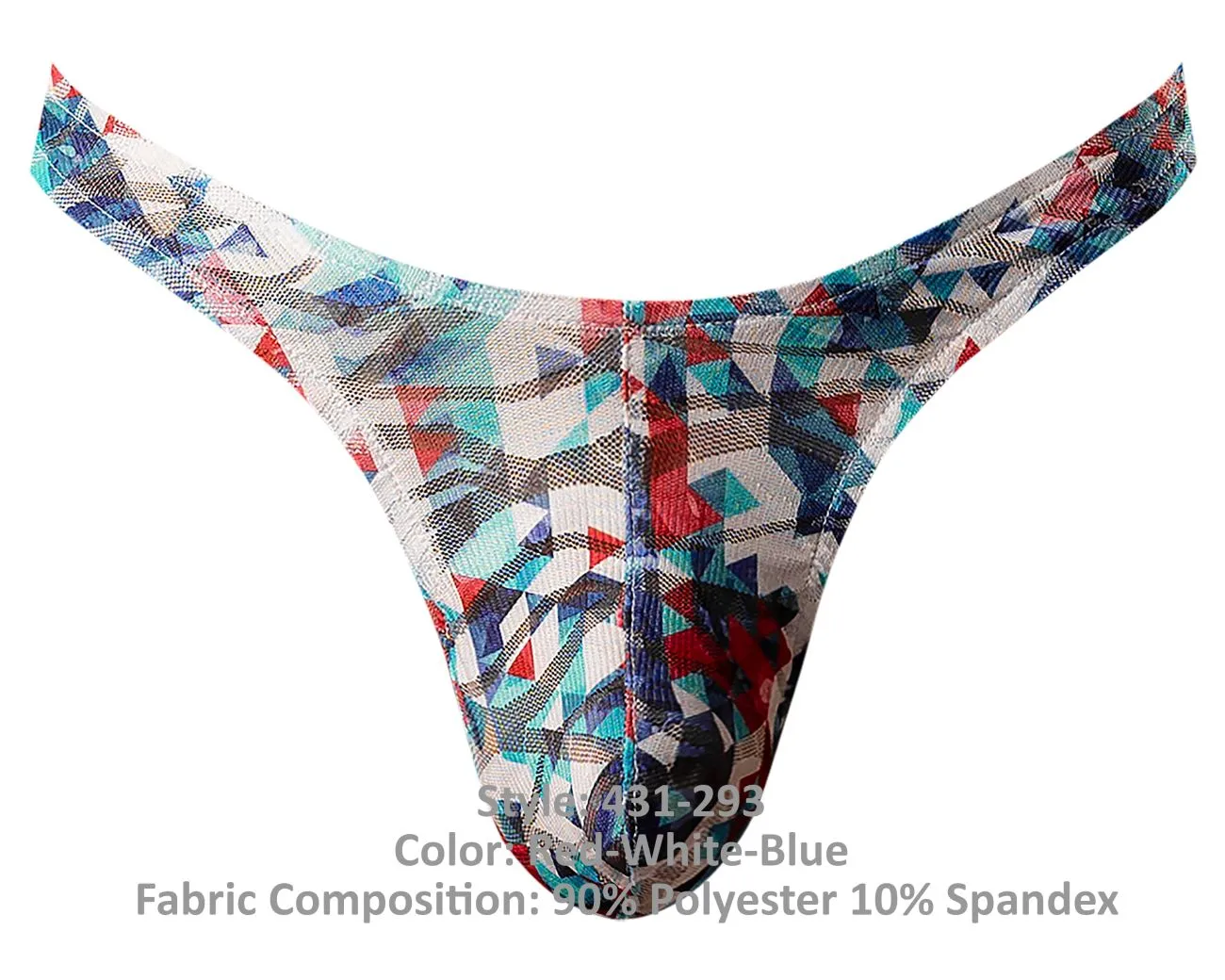 Clothing_Male Power_Mens Underwear Male Power 431-293 Your Lace Or Mine Bong Thong Color Red-White-Blue