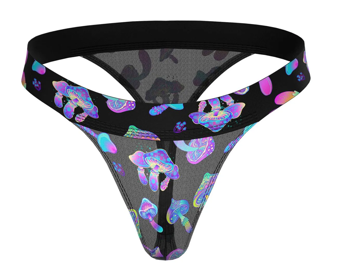 Clothing_Male Power_Mens Underwear Male Power 433-294 Hazy Dayz Micro Thong Color Mushrooms
