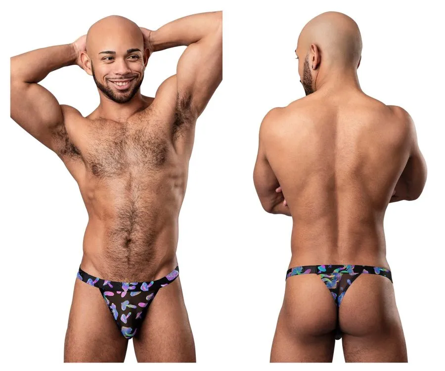Clothing_Male Power_Mens Underwear Male Power 433-294 Hazy Dayz Micro Thong Color Mushrooms