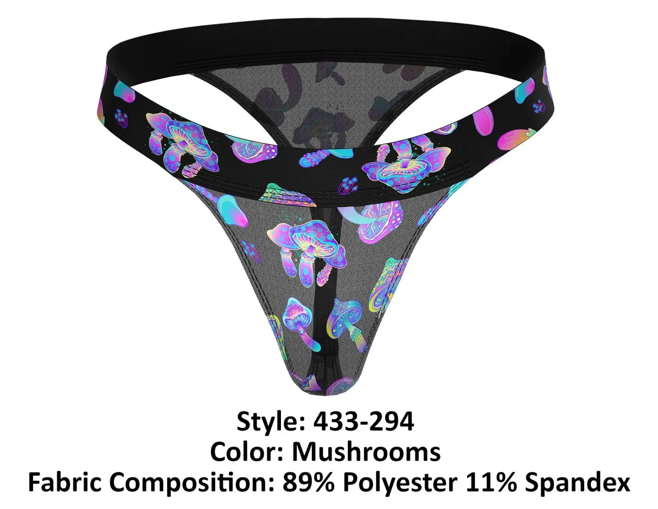 Clothing_Male Power_Mens Underwear Male Power 433-294 Hazy Dayz Micro Thong Color Mushrooms