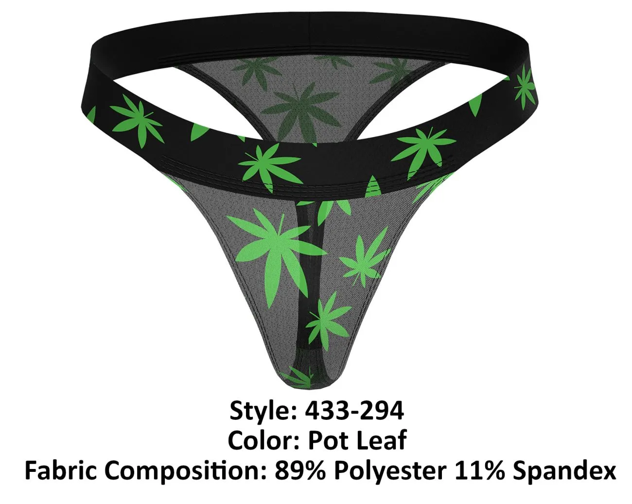Clothing_Male Power_Mens Underwear Male Power 433-294 Hazy Dayz Micro Thong Color Pot Leaf