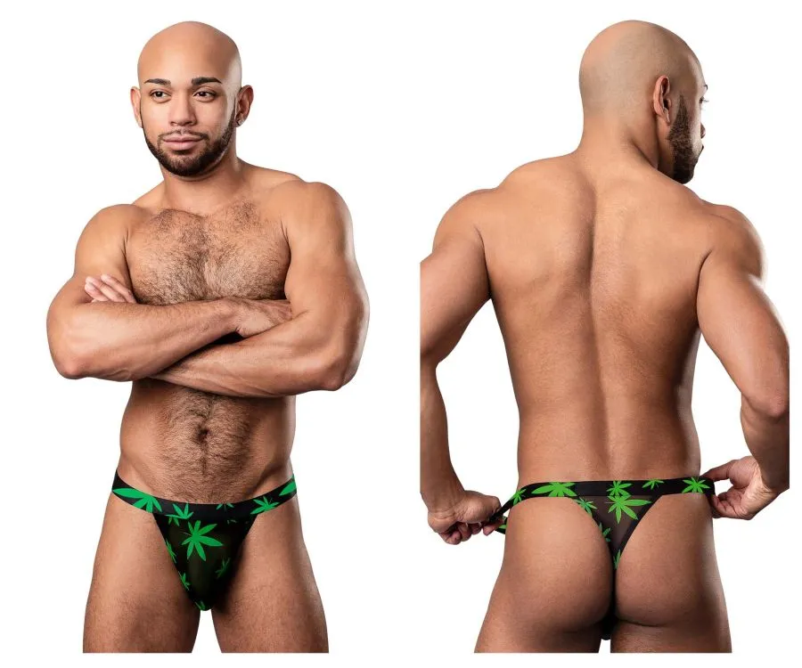 Clothing_Male Power_Mens Underwear Male Power 433-294 Hazy Dayz Micro Thong Color Pot Leaf